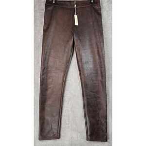 Max Studio Pants Womens Medium Brown Faux Leather Distressed Skinny Leggings